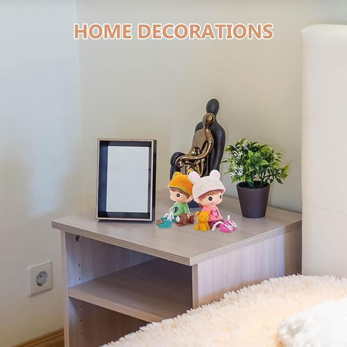2pcs Long Leg Dolls Sculptures, Resin Shelf Sitters with Dangling Legs for Brother Sister Birthday Desktop, Tabletop, Shelf, Bookshelf Home Decor