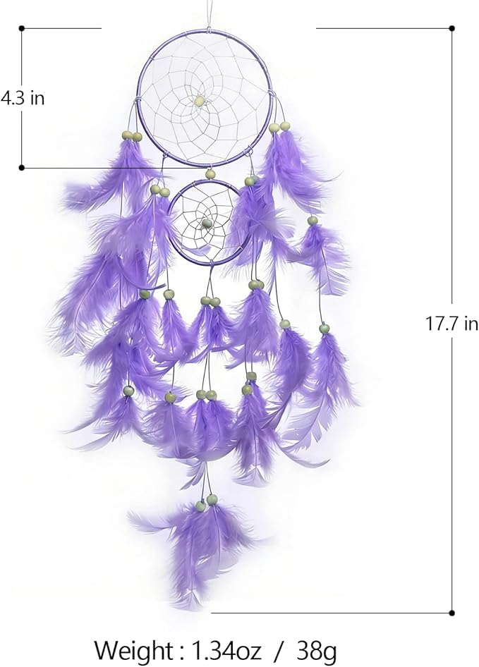 Purple Dream Catcher, Dreamcatcher for Girls,Handmade Feather Mobile Wall Decor Hanging for Girl Women Bedroom Dorm Room Decorations Home Ornament Birthday Festival Craft Gift