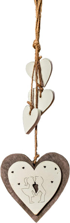 Sun&Beam Heart-shaped Wooden Decorative Hanging Handmade Hearts Ornaments for Wedding Party Valentine Christmas Home Decoration Car Décor (X-#7, 1Pcs)