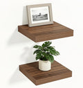 Vivelove Rustic Floating Shelves for Wall 12 Inch Deep, 12" X 12" X 1.5" Floating Shelf, 2 Inch Thick Shelf for Living Room Bathroom Bedroom Kitchen Office, Rustic Farmhouse Decor Set of 2, Walnut