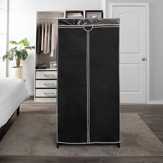 Simplify, Organizer, for Clothes and Accessories, Heavy Duty, Hanging Rod, Easy to Assemble in Black 36" Wide Portable Closet, 63"x36"19" (4062-BLACK)