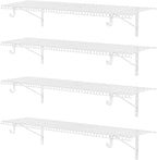 4 Pack Closet Shelves with Triangular Brackets, 4FT X 12IN Wall Mounted Wire Shelving Orgnizer for Closet,Laundry Room,Load Up to 150lb, White