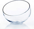 WGV Slant Cut Bowl Glass Vase, Width 11", Height 9.5", Clear Terrarium, Candy Dish, Fruit Jar, Floral Container for Wedding Party Event, Home Office Decor, 1 Piece