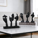 3 Pcs Thinker Large Statue Set - Black Art Abstract Home Accent Figurines for Living Room, Bedroom, Shelves, Office Desktop, Coffee Table Decor, Gift for Women (3 Pcs Black, 9")
