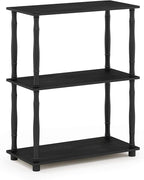 Furinno TURN-N-TUBE Storage Shelves, 3-Tier Book Shelf, Corner Shelf, Toolless Open Shelves, for Organization and Storage, Living Room, Garage, Home Office, Americano