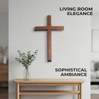 Christian Wooden Cross for Wall and Table, 7.87" x 4.7" Premium Small Handheld Prayer Cross with Hook, Spiritual Religious Gift for Christmas Baptism Altar Church Home Room Decor