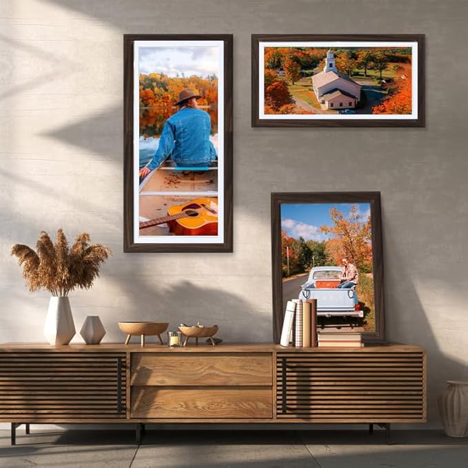 KTKDE 12x18 Wooden Picture Frame,Display Pictures 11x17 with Mat or 12x18 Without, Tempered Glass, 18 by 12 Walnut Frame Wall Gallery Photo Frames Poster Frame best gift