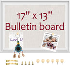 Linen Bulletin Board, Cork Board for Walls, Fabric Bulletin Board, Small 13"x17" Pin Board for Office Home Kitchen Decorative, Vision Board