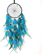 MOONFLY Dream Catchers Handmade Traditional Feather Hanging Home Wall Decoration Décor Ornament Craft Native American Style (Blue Feather)