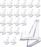 Bonsicoky 20 Pack Mini Clear Acrylic Easel Display Stands - Durable Display Holders for Coins, Card, Medals, and Collectibles - 1.4 Inch Tall