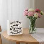 New Home New Beginning, Farmhouse Home Decor, Entryway Sign, Living Room Signs, Gift from Realtor, Housewarming Gift, Box Sign Decor Tabletop, Hallway Decoration, 5.1x5.1inches