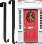 HEYHOUSE Wreath Door Hanger, 2 Pack Adjustable Wreath Hanger for Front Door Decor Halloween Christmas Decorations from 14.9-25", Heavy Duty Metal Over The Door Hooks Organizer 20 lbs Indoor Outdoor
