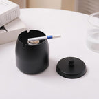 Ashtray with Lid for Cigarette, Stainless Steel Smokeless Odorless Windproof Ashtrays for Home Office Tabletop Outside Patio Outdoor Balcony(3.54"x3.0"x3.38")