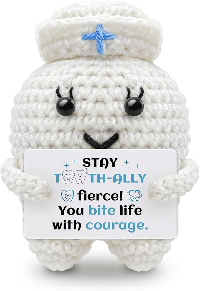 Encouragement Handmade Crochet Tooth Doll with Inspirational Message Best for Friend Gifts for Women Men Unique Inspirational Gifts Emotional Support Crochet Christmas Birthday Gift