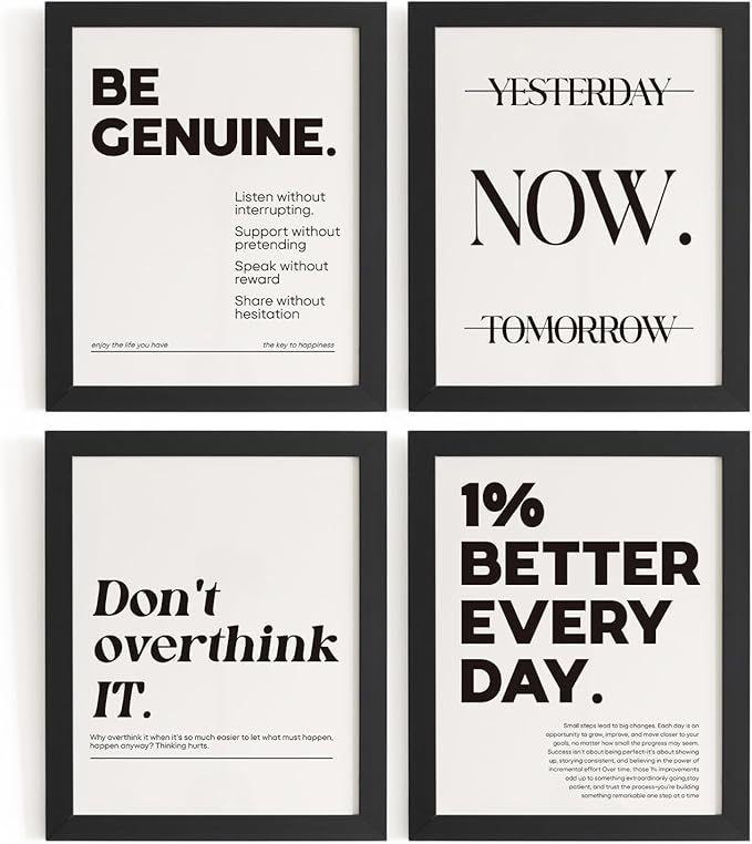 DSHFG Motivational Pictures Office Wall Decor Prints Set of 4, Inspirational Motivational Wall Art Decor Retro Posters Prints for Office Home Decor, 8x10 Unframed