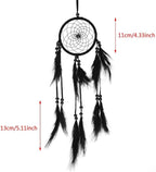Native Indian Dream Catcher, Colorful/White/Black Dream Catcher with Feathers and Bead for Car Kids Bedroom Wall Hanging Decoration Ornament (Black)