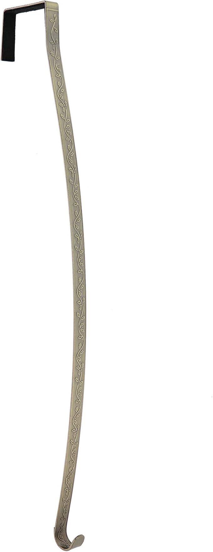 Haute Decor HighProfile Curved Wreath Hanger (Holly Embossed - Antique Brass) - Strong Decoration Holder for Doors with Raised Features and Trim