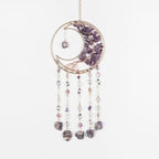 Purple Gemstone Dream Catcher 7 Chakras Tree of Life Moon Dream Catchers with Healing Crystal Stones Handmade Suncatcher Dreamcatcher Wall Decor for Adults Living Room,Bedroom,Garden,Bless Gift