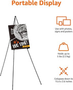 Amazon Basics Easel Display Stand, Instant Floor Poster, Lightweight, Collapsible and Portable with Tripod Base, Black Steel (Supports 5 pounds) (Pack of 2)