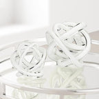 Torre & Tagus Orbit Hand Blown Glass Infinity Knot Sculpture - 4.5 Inch Glass Art White Knot Decor Ball for Home Decor, Small Centerpiece Table Decoration for Home Interior (Solid White)