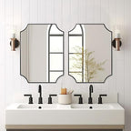 ANDY STAR Matte Black Bathroom Mirror, 22x30'' Scalloped Mirror for Bathroom, Unique Rectangle Bathroom Mirror in Premium Stainless Steel Frame, Deep 1", Ideal for Limited Space