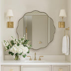 ANDY STAR Brushed Gold Round Wall Mirror 30 Inch, Brass Round Bathroom Mirrors for Over Sink, Anti-Rust Brass Circle Mirror for Bathroom, Entryway