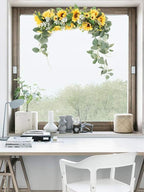 17.7inch Artificial Sunflower Swag Wreath, Decorative Flower Swag Wedding Arch Decor Wall Hanging Floral Door Swag for Wall Porch Farmhouse(#1)