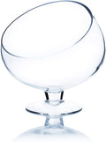 WGV Slant Cut Bowl Glass Vase with Stand, Width 6.5", Height 7", Clear Planter Terrarium, Candy Dish, Fruit Jar for Wedding Party Event, Home Office Decor, 1 Piece