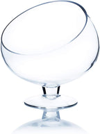 WGV Slant Cut Bowl Glass Vase with Stand, Width 6.5", Height 7", Clear Planter Terrarium, Candy Dish, Fruit Jar for Wedding Party Event, Home Office Decor, 1 Piece