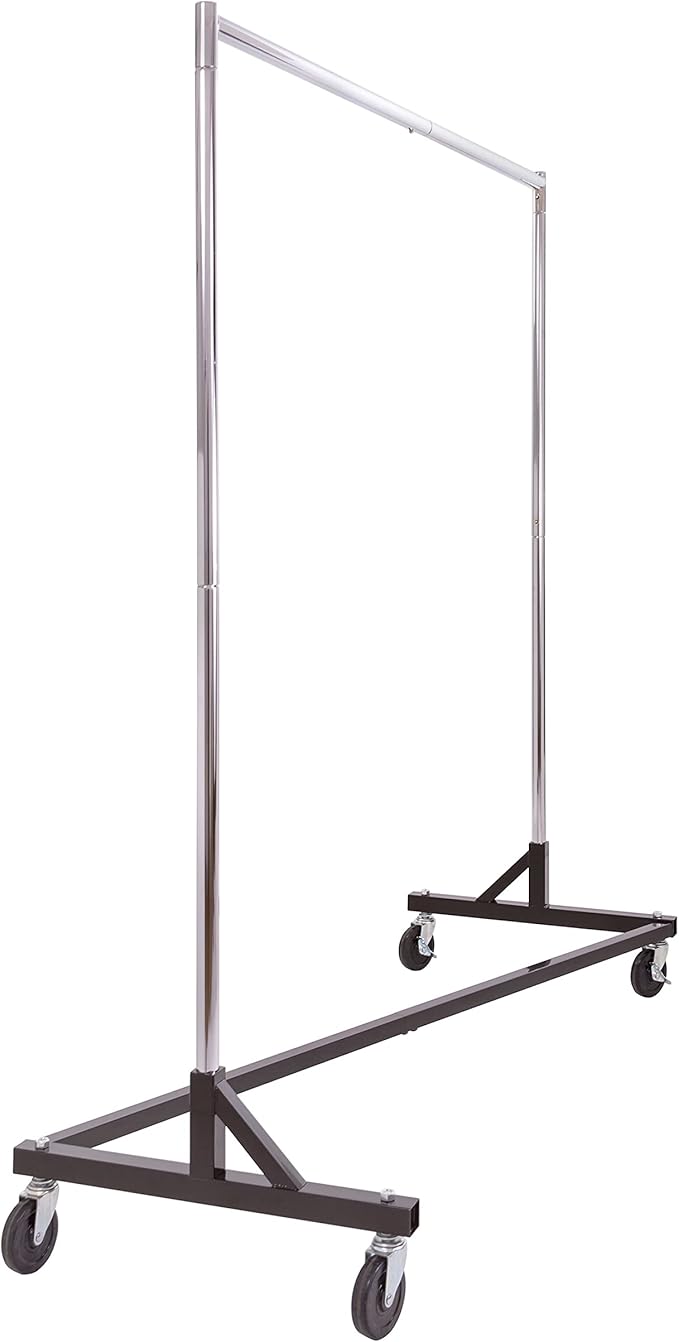 Econoco Commercial Garment Rack - Rolling Clothes Rack, Heavy Duty (Z Rack with Garment Cover, Black)