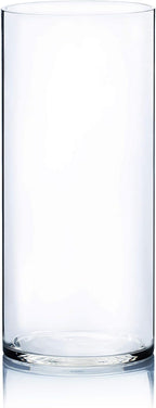 WGV Cylinder Vase, Width 7", Height 16", Clear Wide Large Diameter Flower Glassware, Floral Container, Planter Terrarium for Wedding Party Event, Home Accent Decor, 1 Piece