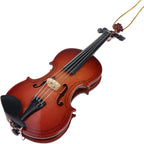 Wooden String Miniature Violin Hanging Ornament Mini Musical Instrument Replica Holiday Tree Home Decoration Display Ornament (4.72" Violin)