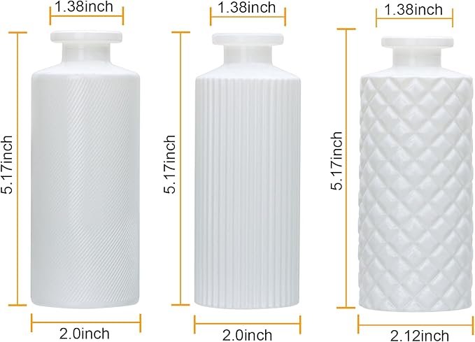 Brajttt Glass Bud Vase Set in Bulk, 9pcs Mini Vintage Flower Vases for Wedding,White Relief Vase for Centerpieces,Home Table Flower Decor, Party Decorations