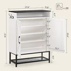 Shoe Storage Cabinet, Farmhouse Shoe Cabinet for Entryway, 6-Tier Shoe Organizer with Doors and Shelves, Narrow Hidden Freestanding Shoe Rack Cabinet for Entrance, White and Black SHHW9501