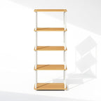 Furinno Turn-N-Tube Book Shelf, 5-Tier Bookshelf, Bookcase with Multipurpose Compact Display Rack, 11.6 x 23.6 x 57.4, for Living Room, Bedroom, Home Office, Beech/White