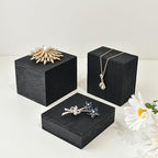 MOOCA Customizable Wooden Display Risers Set - 3 Different Height Stands for Jewelry, Watches, Cosmetics, and Accessory, Black Color