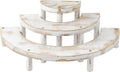 MyGift 3 Tier Wooden Display Riser Stand, Cupcake Stand & Perfume Organizer, Rustic Whitewashed Tiered Display Shelf for Desserts, Nail Polish, Makeup, Plants & Collectibles