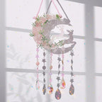 Fairy Pink Forest Deer Crystals Dream Catchers Christmas Gemstone Sun Catcher with Star&Flowers Ornament Handmade Dreamcatcher Wall Decor for Adults Boys Girls Bedroom Wedding Garden Bless Gift