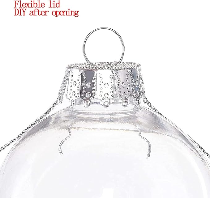 16 pcs Hanging Clear Plastic Fillable Ornaments, 2.36" DIY Christmas Balls Craft Ornaments for Christmas Tree, Halloween and Wedding Birthday Party Decorations, Creative Gifts (60 mm)