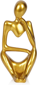 Sandstone Resin Thinker Style Abstract Sculpture Statue Collectible Figurines Home Office Bookshelf Desktop Decor (Small Gold, Right)