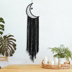 Dream Catcher Black Moon Dream Catchers with Crystal Stone, Handmade Gothic Wall Hanging, Witchy Woven Boho Decor for Bedroom Bohemian Home Decoration Ornament Craft Gift (Black)
