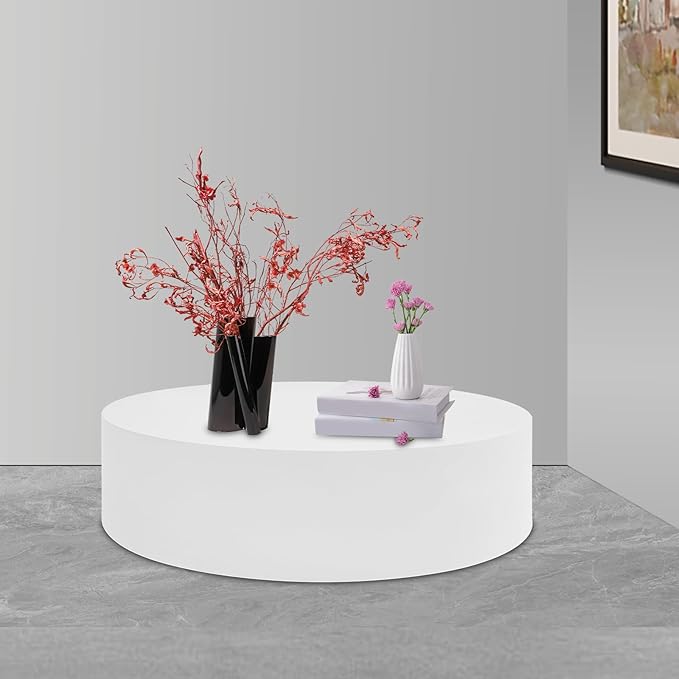 Round Display Pedestal Stand, Event Decor Display Plinth Stands, Bridal Shop Cylinder Plinth Raiser Table, Party Event Decor Circle Pedestal Stand for Boutiques Model Air Conditioner Heightening (White, 23.6*5.9in)
