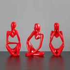 BMLCGJ Thinker Statue Gold Decor Abstract Art Sculpture, Golden Resin Collectible Figurines for Home Living Room Office Shelf Decoration, Great Gifts Ideas (Red)