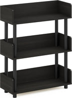 Furinno TURN-N-TUBE Display Shelf, 3-Tier Storage Shelves with Side Panels, Open Shelves Book Shelf with Rounded Corner Top Edges, for Organization and Storage, Living Room, Home Office, Espresso
