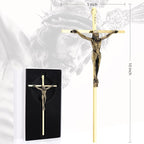 DCCXN Crucifix Wall Cross, Metal Catholic Hanging Cross Wall Decor - 10 Inch, Shiny Gold