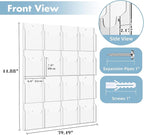 Acrylic Brochure Pamphlet Holder, 16 Magazine Holders, Clear Brochure Display Stand Wall Mount, Trifold Flyer Rack, Literature Storage Rack for Home, Offices, Waiting Room