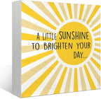 Mtrgdn Sunshine Decor A Little Sunshine to Brighten Your Day Inspirational Summer Wood Box Sign Desk Decor Boho Wooden Box Block Sign Decorations for Home Office Wall Tabletop