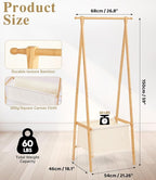 Bamboo Clothes Rack with Storage Box, Portable Extra Large Garment Rack Clothing Rack, Foldable Wardrobe For Entryway and Bed Room (S)
