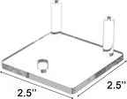 Jusalpha 4 PC Clear Acrylic Rock Display Stand - Three-Peg Display Easel Stands for Fossil Coral Geodes Rock Mineral Agate, Crystal Display Stand with Square Base (Small)