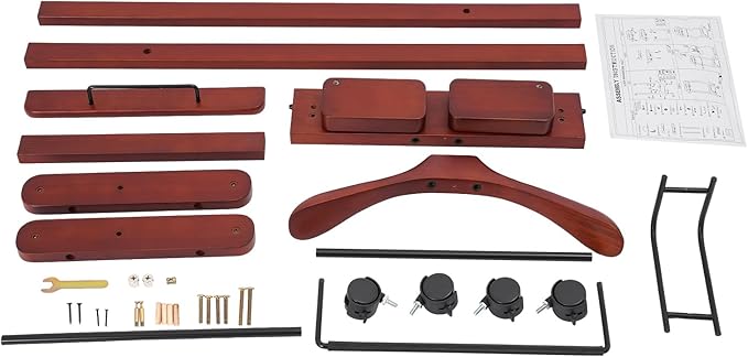 Clothing Valet Stand, Wood Suit Rack, Freestanding Valet Stand for Women and Man, 17"x12"x44" Suit Stand for Home Hotel Office (Reddish Orange)